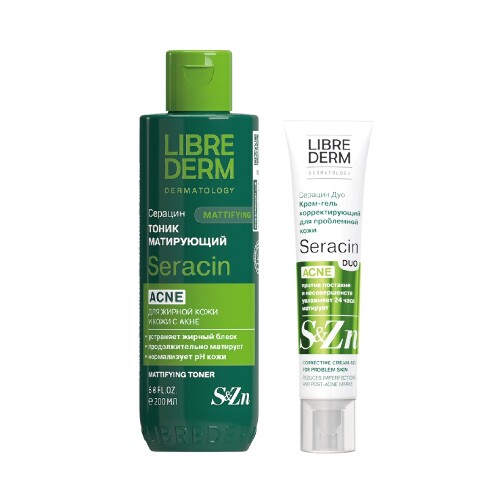 Набор Librederm Серацин (Seracin): тоник матирующий 200мл + крем-гель для проблемной кожи