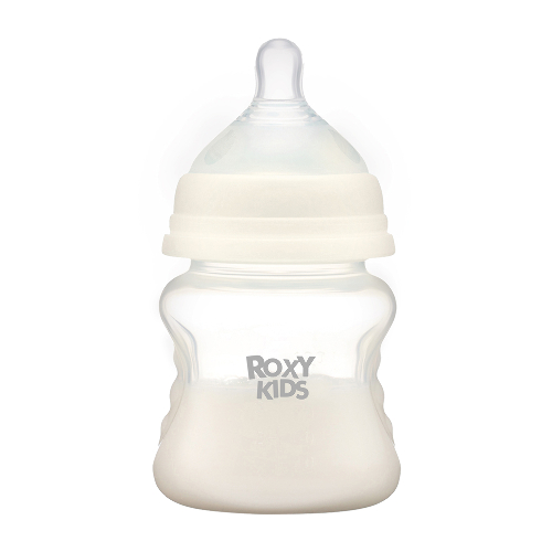 Roxy-kids бутылочка для кормления с широким горлом силиконовая соска размер s 0+ 120 мл/кокосовый