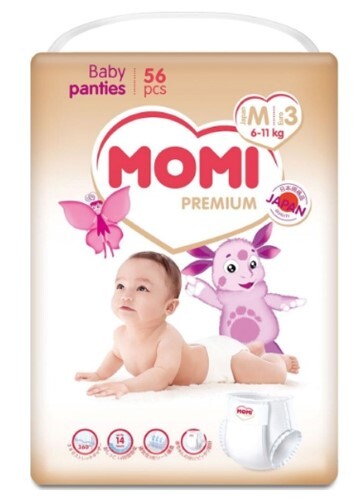 Купить Momi premium подгузники-трусики для детей размер m 6-11 кг 56 шт. цена