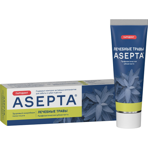 Асепта зубная паста профилактическая лечебные травы 75 мл