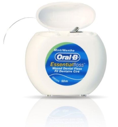Oral-b зубная нить essential floss вощеная мятный вкус 50 м