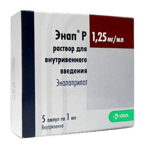 Энап p 1,25 мг/мл раствор для внутривенного введения 1 мл ампулы 5 шт.