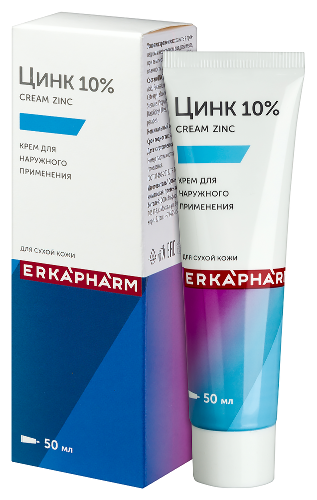 Erkapharm крем для тела для сухой кожи zink (цинк) 50 мл
