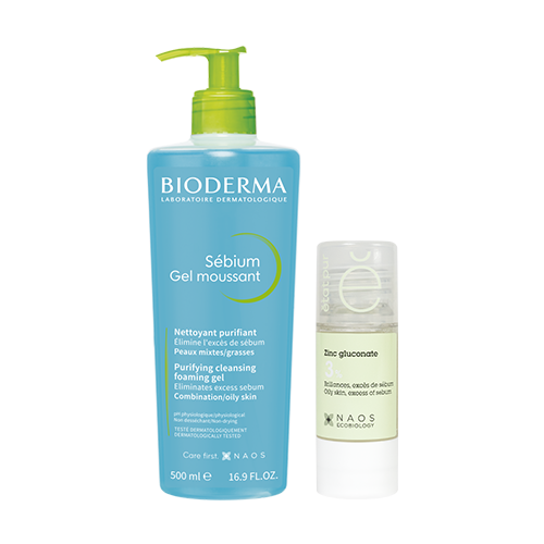 Набор Bioderma Sebium Очищающий гель 500 мл + Etat Pur Сыворотка с глюконатом цинка 3% 15 мл