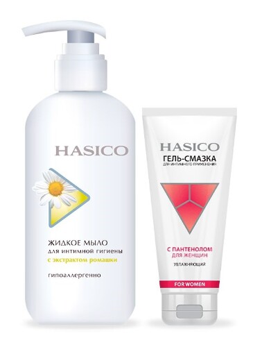 Набор HASICO со скидкой 20%: Гель-смазка д/женщин + Мыло жидкое д/интим гигиены с ромашкой