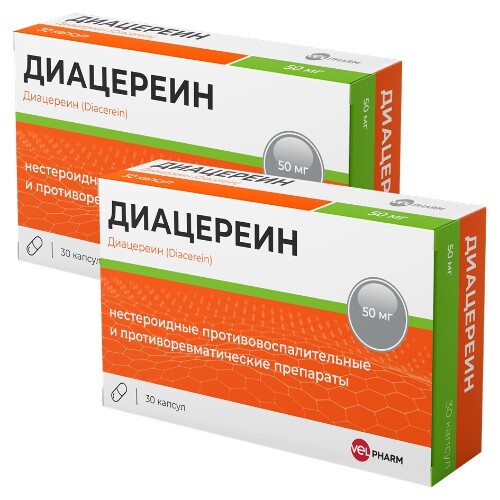 Набор из 2-х уп Диацереин Велфарм 50мг №30 капс со скидкой