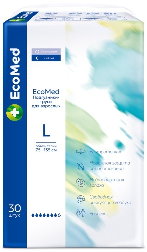 Ecomed подгузники-трусы для взрослых l 30 шт.