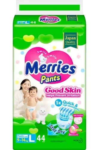 Merries good skin трусики для детей размер l 9-14 кг 44 шт.
