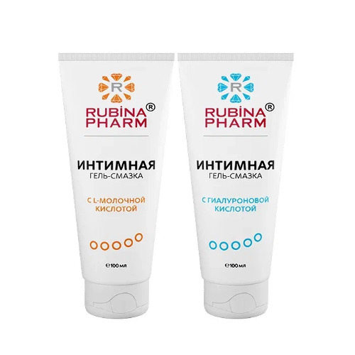 Набор из 2х интимных гель-смазок Rubinapharm со скидкой: с l-молочной кислотой + с гиалуроновой кислотой
