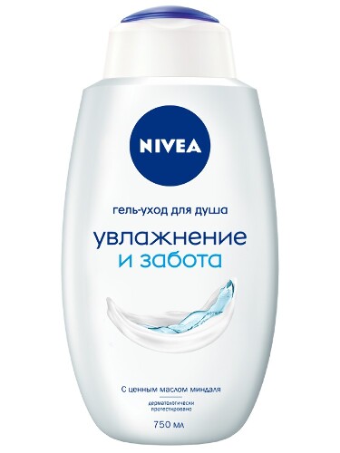 Nivea гель-уход для душа увлажнение и забота с ценным маслом миндаля 750 мл