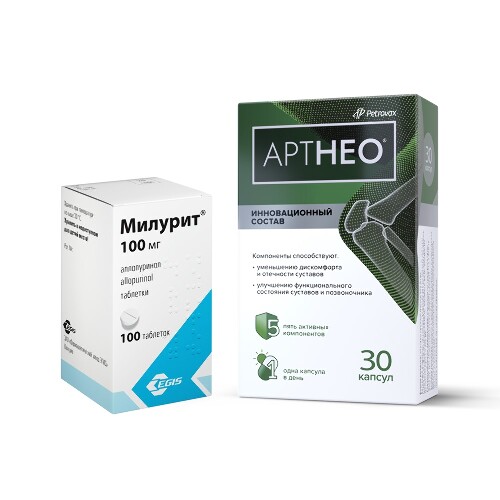 Набор МИЛУРИТ 100 МГ N100 ТАБЛ + АРТНЕО N30 КАПС по специальной цене