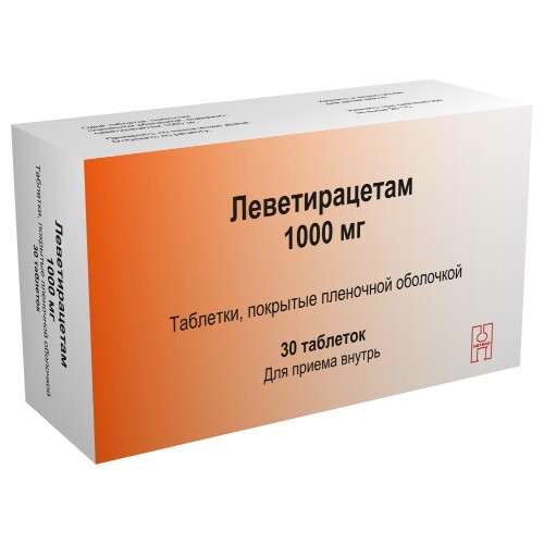 Леветирацетам 1000 мл 30 шт. блистер таблетки, покрытые пленочной оболочкой