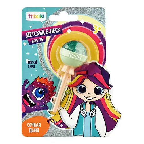 Trixiki блеск для губ детский цвет мятный 9 гр