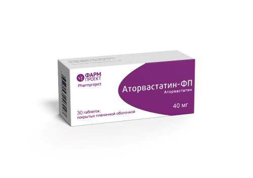 Купить Аторвастатин-фп 40 мг 30 шт. таблетки, покрытые пленочной оболочкой цена