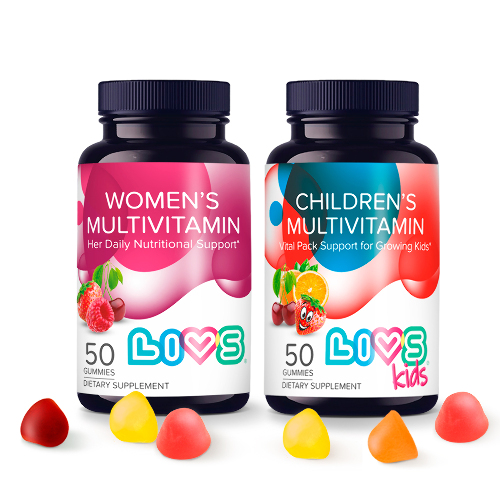 Набор LIVS комплекс мультивитаминов для женщин + мультивитаминный комплекс для детей в мармеладной форме