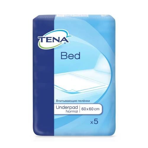 Купить Tena простыни (пеленки) впитывающие для страдающих недержанием bed underpad normal 60x60 5 шт. цена