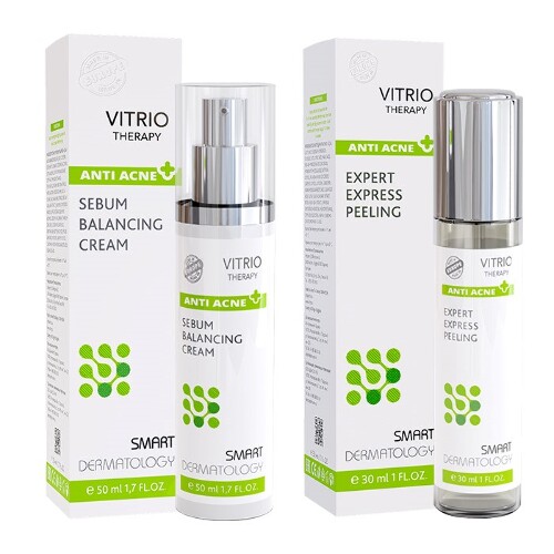 Набор VITRIO THERAPY для проблемной и жирной кожи: крем себо балансирующий + экспресс-пилинг
