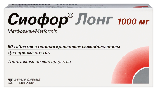 Сиофор лонг 1000 мг 60 шт. таблетки с пролонгированным высвобождением