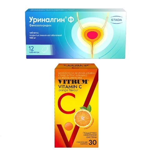 Набор Витамины Витрум Витамин С №30 табл и Уриналгин Ф №12 по ...