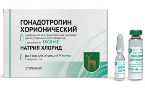 Купить Гонадотропин хорионический 1500 МЕ 5 шт. флакон лиофилизат для приготовления раствора для внутримышечного введения цена