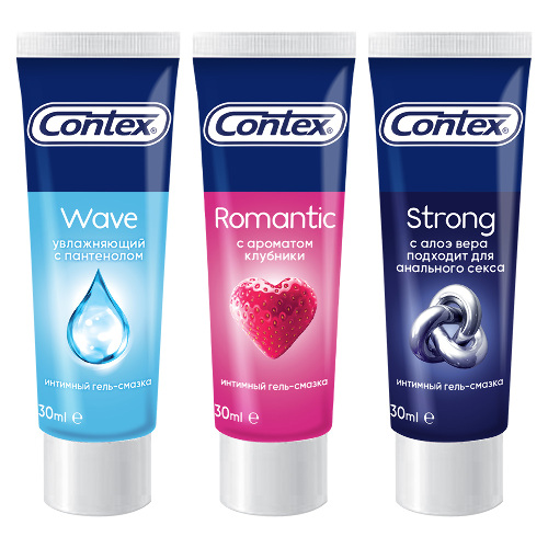 Набор гелей-смазок Contex  Wave 30ML + Contex Romantic 30 ML + Strong 30ML