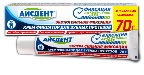Айсдент крем-фиксатор для зубных протезов экстра сильная фиксация 70 гр