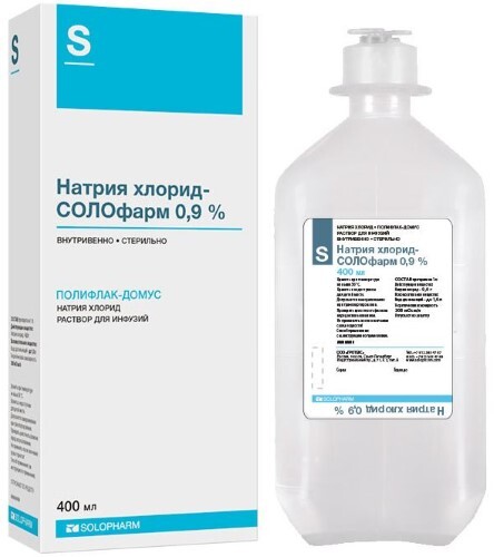 Купить Натрия хлорид-солофарм 0,9% раствор для инфузий 400 мл флакон 1 шт. цена