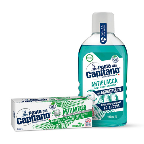 Набор PASTA DEL CAPITANO: з/паста от зубного камня 75мл + ополаскиватель д/рта 400мл - по выгодной цене!