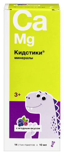 Купить Кидстики минералы 14 шт. стик-пакет по 10 мл жидкость с ягодным вкусом цена
