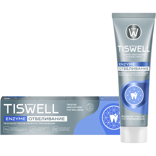 Tiswell зубная паста энзимная отбеливающая с кальцием 110 гр