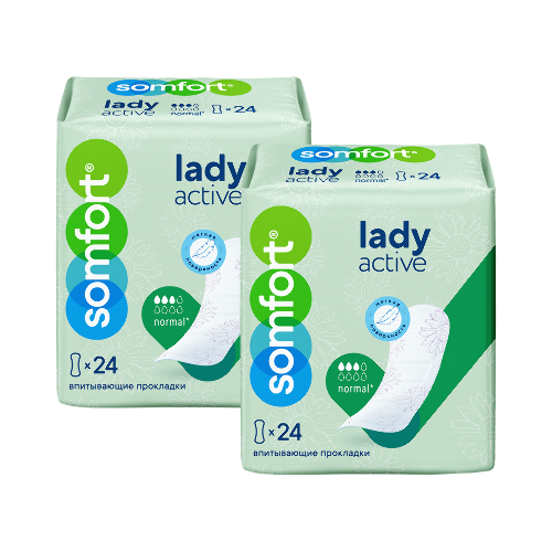 Набор 1+1 Somfort прокладки женские впитывающие lady active  normal №24 по специальной цене