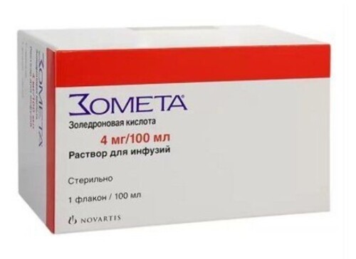 Купить Зомета 4 мг/100 мл раствор для инфузий 100 мл флакон цена