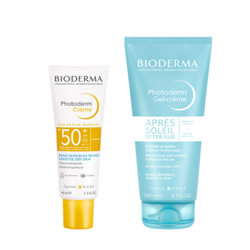 Набор  Bioderma Photoderm крем солнцезащитный spf 50+ 40мл + Bioderma Photoderm гель-крем после солнца 200мл