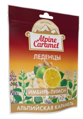 Alpine caramel леденцы альпийская карамель имбирь-лимон 75 гр