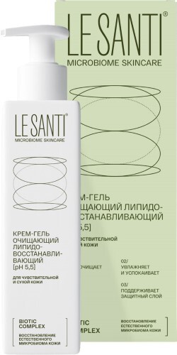 Ле санти (le santi) крем-гель очищающий липидовосстанавливающий для лица и тела 200 мл