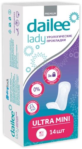 Dailee прокладки женские урологические при капельном недержании ultra mini 14 шт.