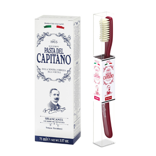 Набор PASTA DEL CAPITANO серия 1905: з/паста отбеливающая 75мл и з/щетка винтажная красная по выгодной цене!