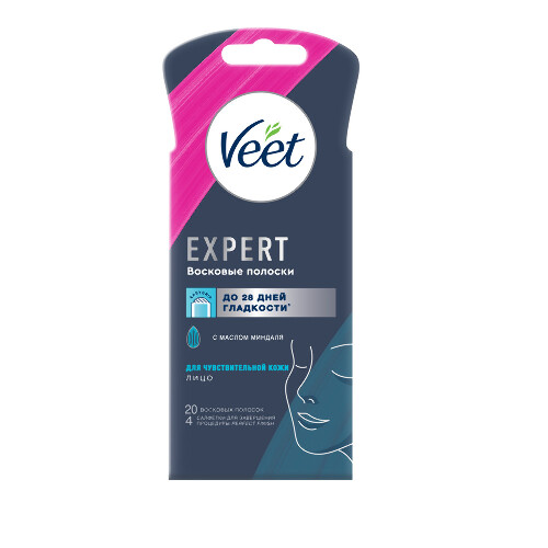 Veet expert восковые полоски для чувствительной кожи (для лица) 20 шт.