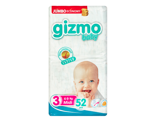 Купить Gizmo подгузники детские размер 3 4-9 52 шт. цена