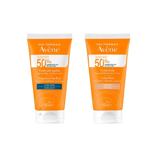 Набор AVENE: ФЛЮИД СОЛНЦЕЗАЩИТ SPF 50+ БЕЗ ОТДУШЕК 50МЛ + ФЛЮИД СОЛНЦЕЗАЩИТ ТОНИРУЮЩИЙ SPF50+ 50МЛ