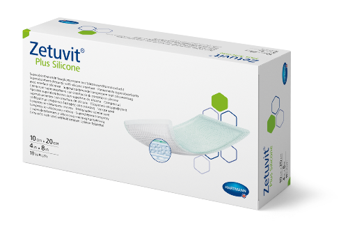 ПОВЯЗКА СУПЕРАБСОРБИРУЮЩАЯ С КОНТАКТНЫМ СЛОЕМ ИЗ СИЛИКОНА СТЕРИЛЬНАЯ ZETUVIT PLUS SILICONE