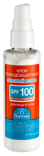 Floresan beauty sun солнцезащитный крем «полный блок» spf100 75 мл