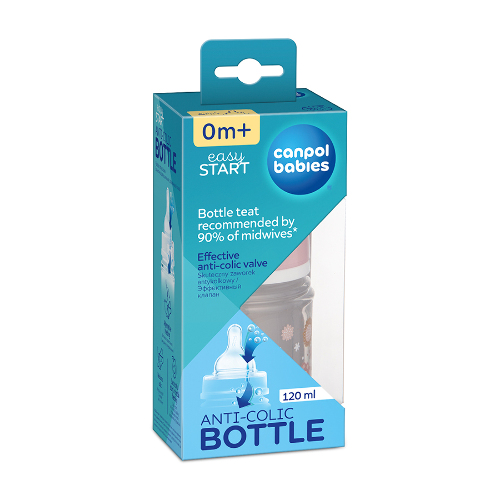 Canpol babies бутылочка easystart антиколиковая newborn baby 120 мл 0+/розовый