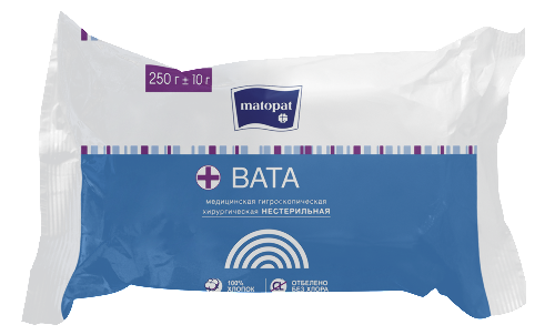 Matopat вата хирургическая нестерильная рулон 250 гр
