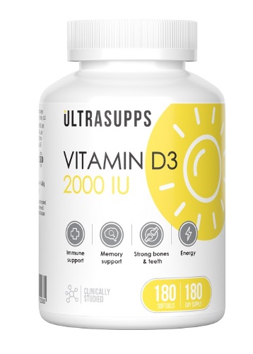 Купить Ультрасаппс витамин d3 2000 МЕ 180 шт. капсулы массой 260 мг/банка цена