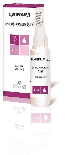 Купить Ципромед 0,3% флакон-капельница капли ушные 10 мл цена
