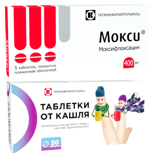 Набор Мокси 400 мг №5 таб + Таблетки от кашля №20