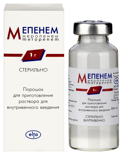 Мепенем 1000 мг порошок для приготовления раствора флакон 1 шт.