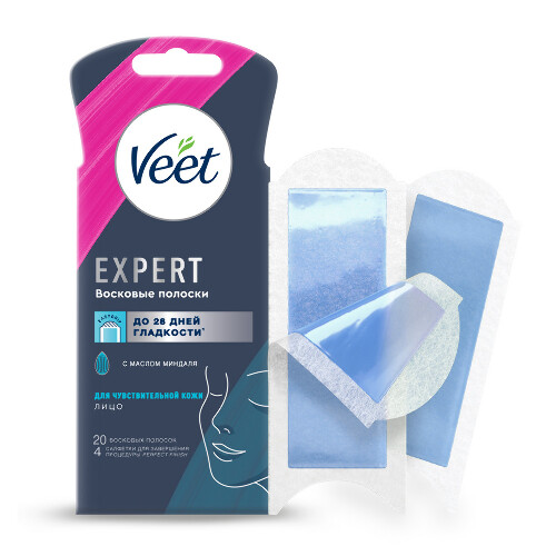 Купить Veet expert восковые полоски для чувствительной кожи (линия бикини и область подмышек) 16 шт. цена