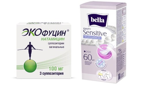 Набор Экофуцин 100мг 3шт. супп ваг + Bella прокладки ежедневные Panty sensitive elegance №60 со скидкой